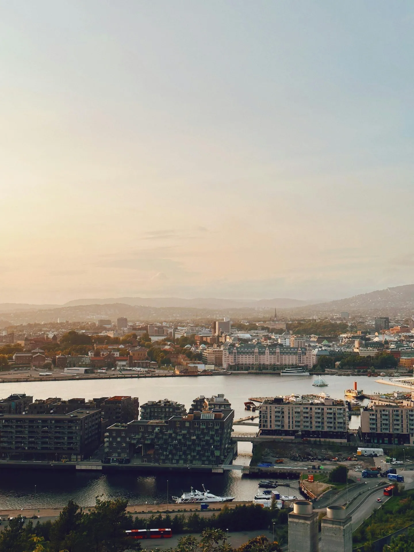 Panoramic view of Oslo skyline and the fjord