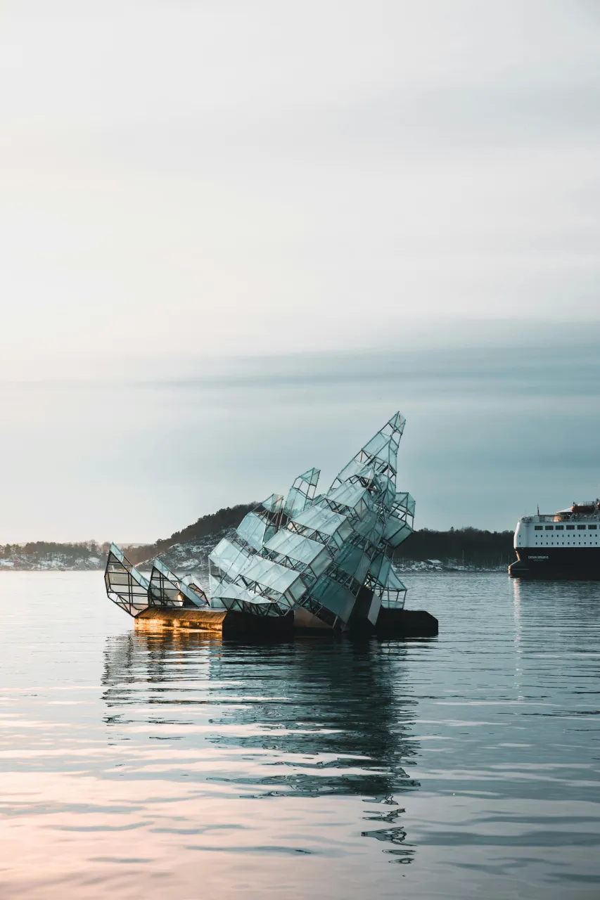 Oslo Opera House and the fjord in Bjørvika