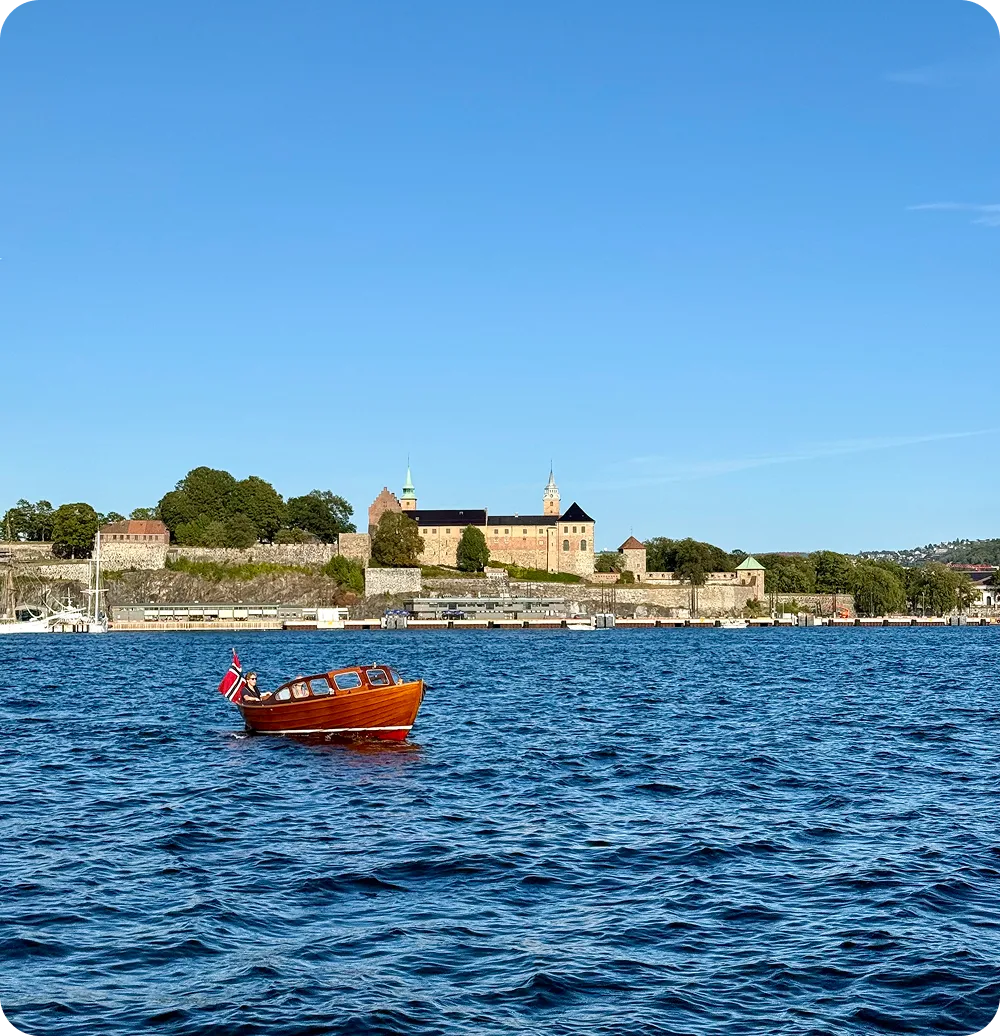 Oslo Opera House and harbour viewed from the waterfront