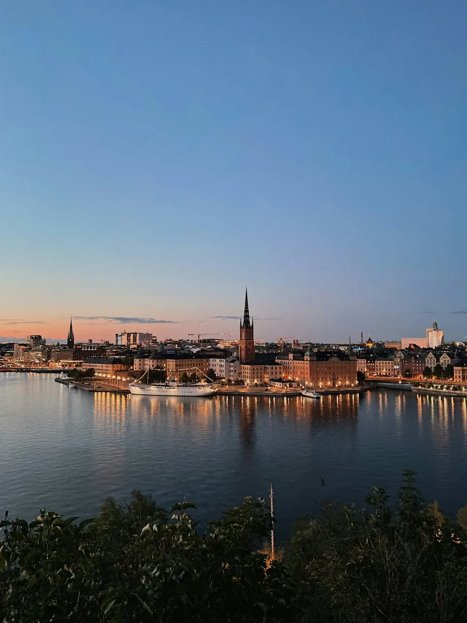 Stockholm skyline viewed across the water at sunset