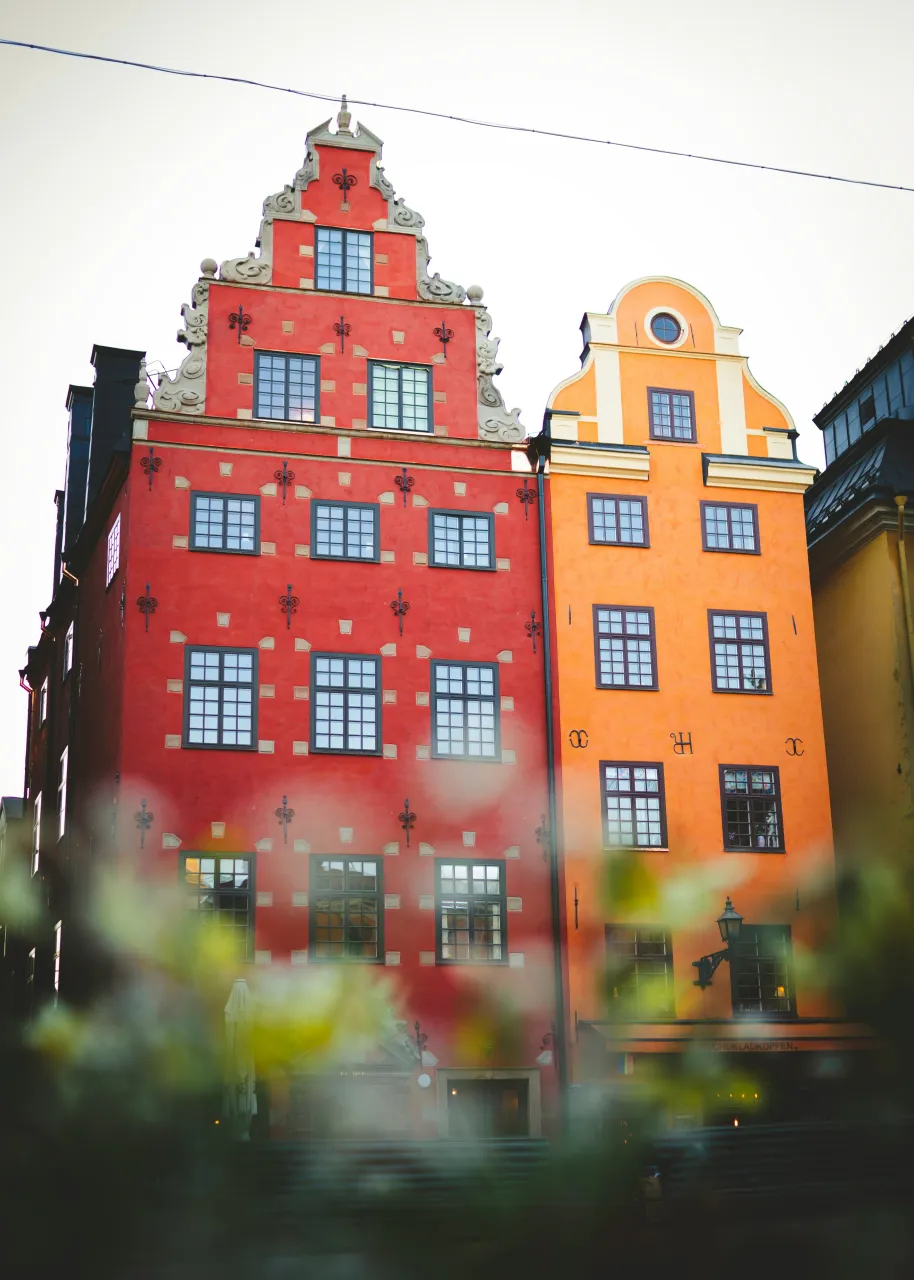 Colorful historic buildings in Gamla Stan, Stockholm Old Town